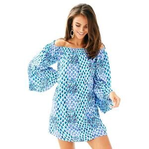 Lilly Pulitzer Pineapple Joy Nevie Off The Shoulder Shift Dress Small